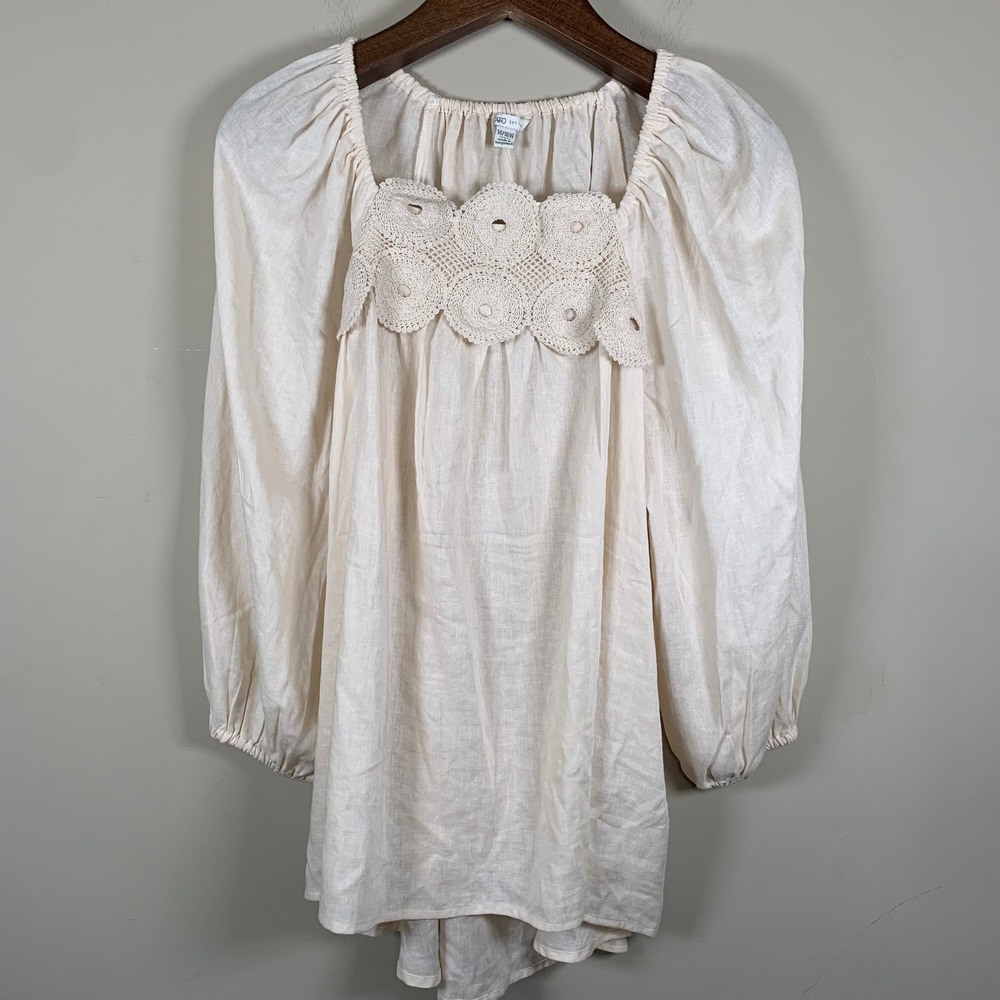 Cato NWT Haute Cabana Jute Blouse Bohemian Hippie Cottagecore Crochet 14W/16W